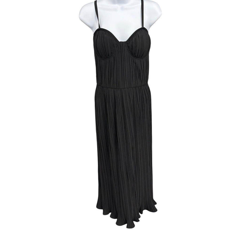 DKNY Pleated Maxi‎ Dress Bustier Bodice Lined Black Size 6 NEW